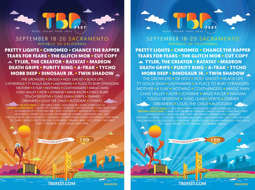 TBD Fest 2015 Sacramento Final Poster in two alternate colorways