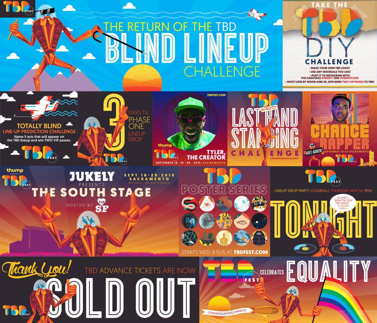 TBD Fest 2015 Sacramento Social media assets designed by Jason Malmberg for Decabet