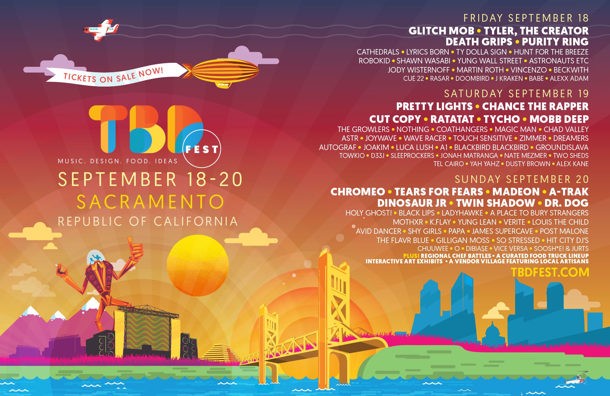 TBD Fest Sacramento 2015 Poster designed by Jason Malmberg for Decabet.