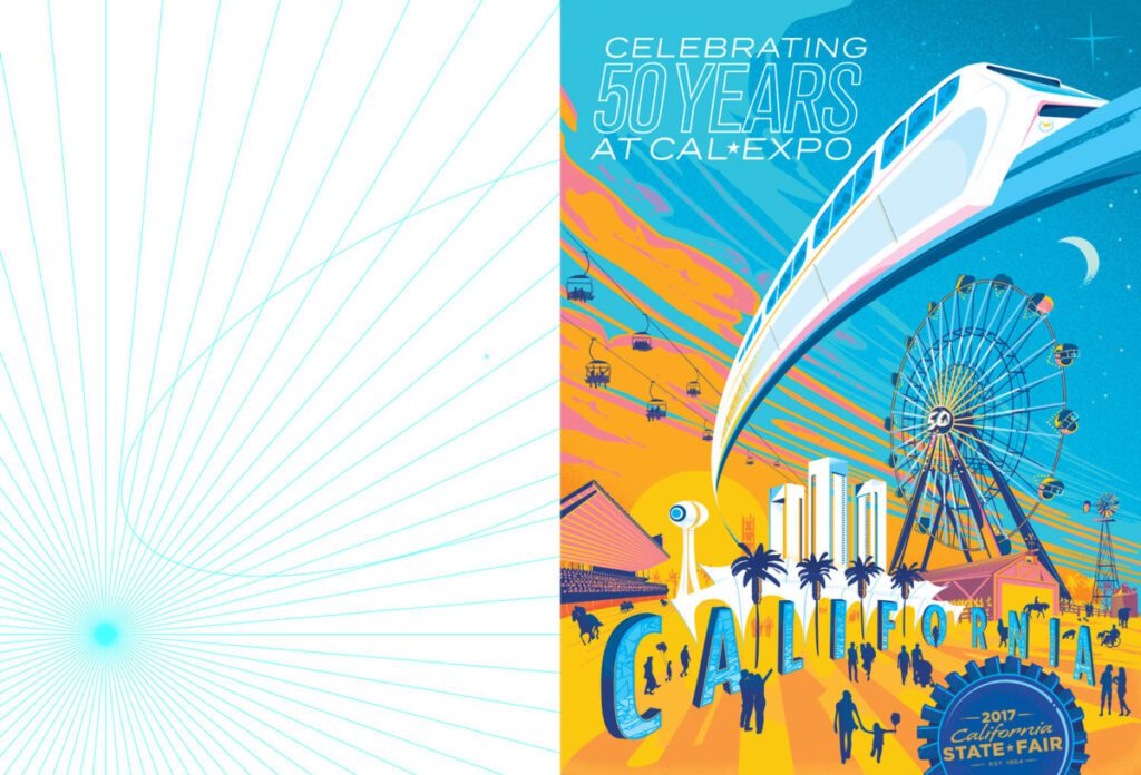 Original rough perspective plan for the California State Fair 2017 50th anniversary at Cal Expo poster