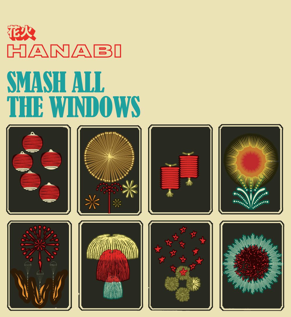 Front Cover of Hanabi's 2019 album Smash all the Windows, designed by Jason Malmberg for Decabet.