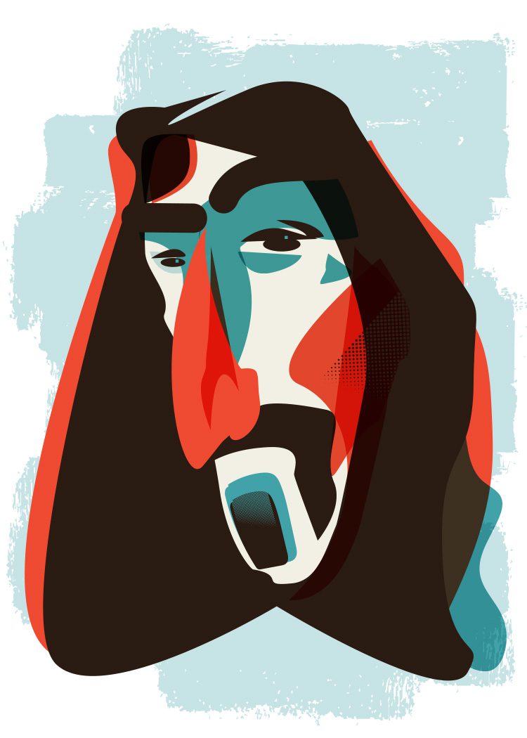 Illustration of Frank Zappa or The Little Book of Rock and Roll Wisdom, illustrated by Jason Malmberg for Decabet