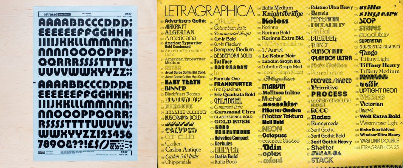 LEtraset decal rub-on letters. Before computers with unlimited fonts, this is what we had to struggle with for custom type