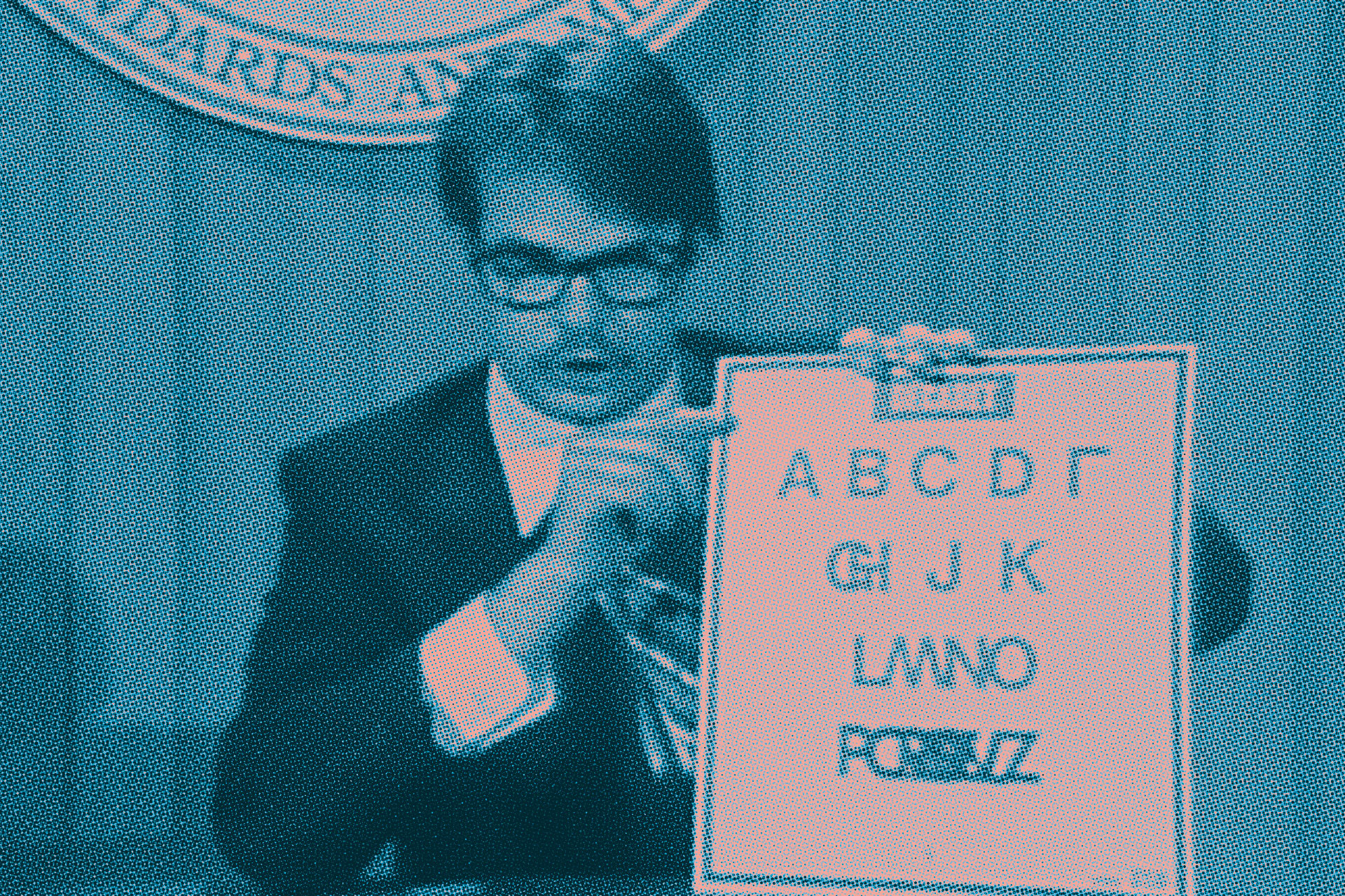 Dan Aykroyd presenting the Decabet condensed alphabet on Saturday Night Live, the inspiration behind the Decabet design studio name