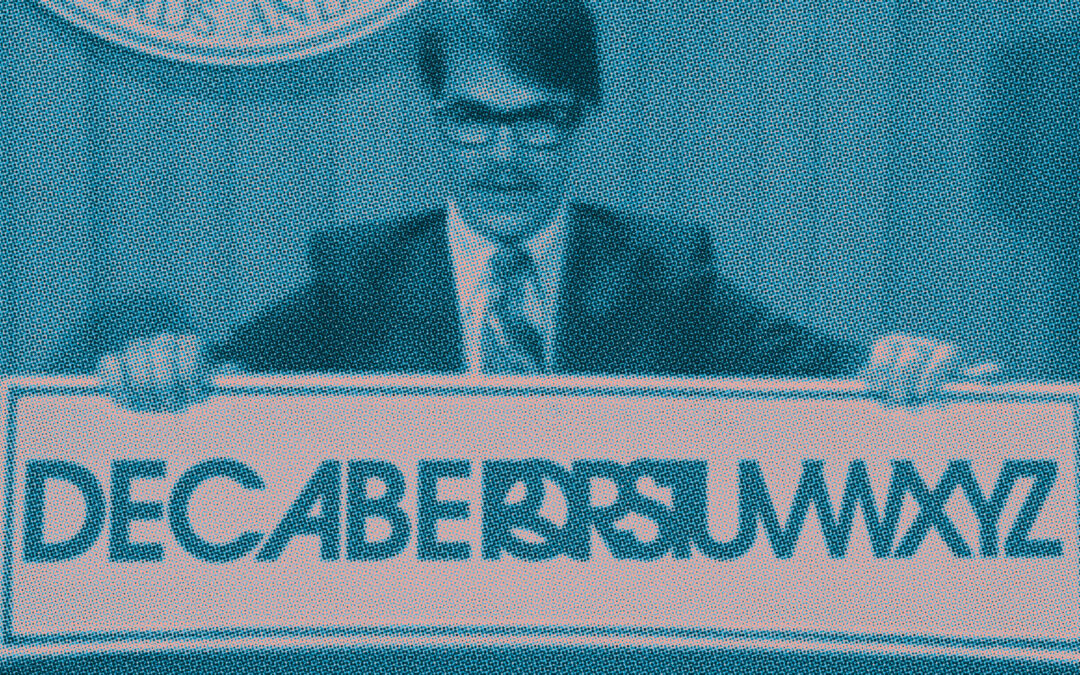 The Decabet condensed alphabet from the Dan Aykroyd SNL sketch, designed by Jason Malmberg